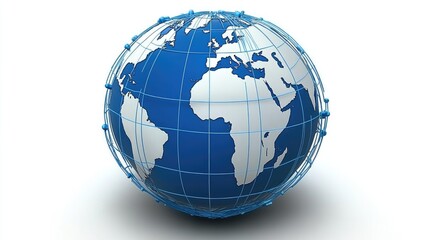 Fototapeta premium Global Network, A 3D Render of the Earth Connected