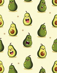 Texture, pattern with smiling avocado images