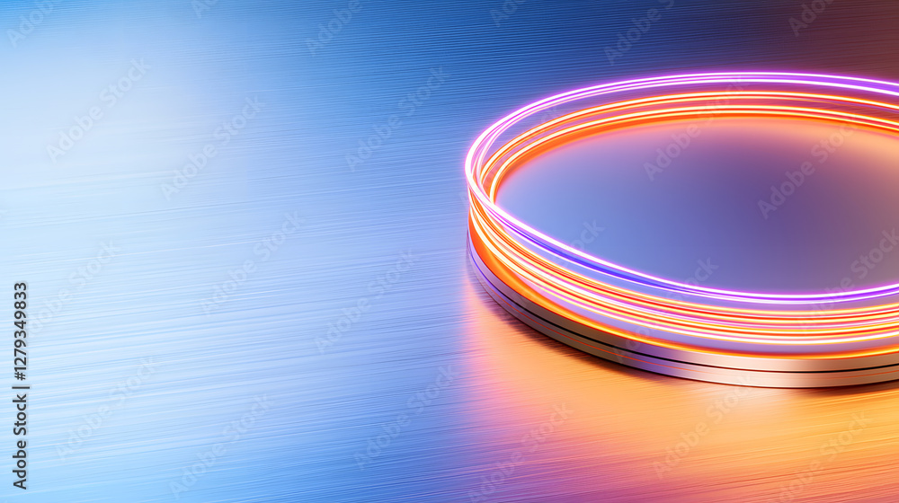 Poster dynamic light trails in a modern studio digital art contemporary abstract circular viewpoint futuris