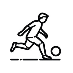 Football Player Kicking Outline Icon Isolated On White Background