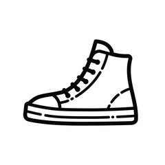 Trendy High Sneaker Outline Icon Isolated On White Background