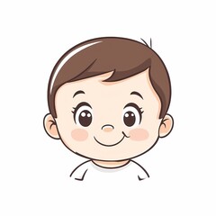 Simple design of a cute cartoon toddler with simple lines on a white background, captured in a minimalist high-definition style.

