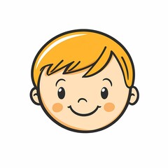 Simple design of a cute cartoon toddler with simple lines on a white background, captured in a minimalist high-definition style.

