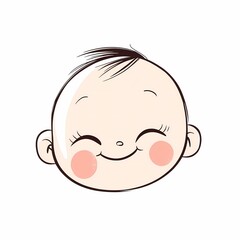 Simple design of a cute cartoon toddler with simple lines on a white background, captured in a minimalist high-definition style.

