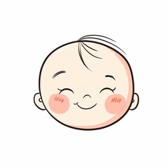Simple design of a cute cartoon toddler with simple lines on a white background, captured in a minimalist high-definition style.

