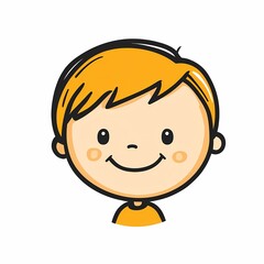 Simple design of a cute cartoon toddler with simple lines on a white background, captured in a minimalist high-definition style.

