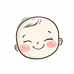 Simple design of a cute cartoon toddler with simple lines on a white background, captured in a minimalist high-definition style.

