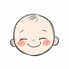 Simple design of a cute cartoon toddler with simple lines on a white background, captured in a minimalist high-definition style.

