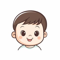 Simple design of a cute cartoon toddler with simple lines on a white background, captured in a minimalist high-definition style.

