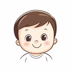 Simple design of a cute cartoon toddler with simple lines on a white background, captured in a minimalist high-definition style.

