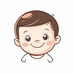 Simple design of a cute cartoon toddler with simple lines on a white background, captured in a minimalist high-definition style.

