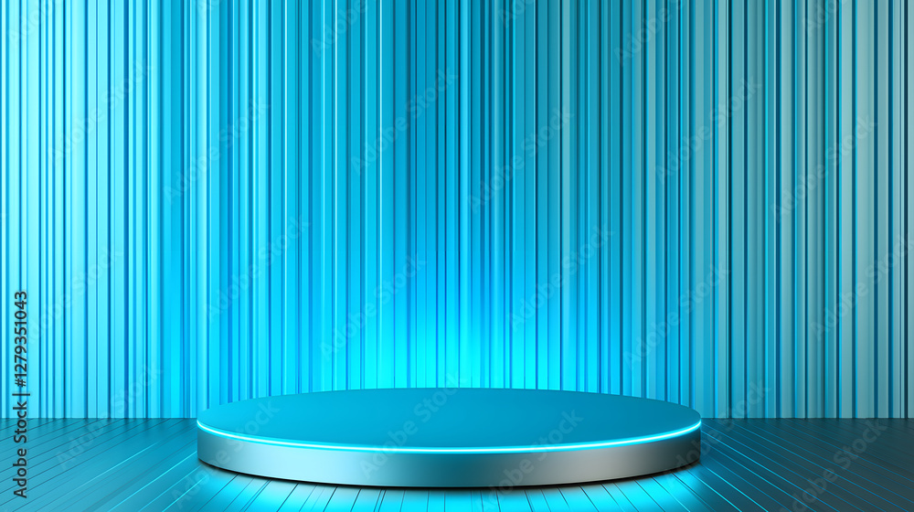 Aufkleber dynamic stage setup modern studio digital art blue lighting centered view visual presentation