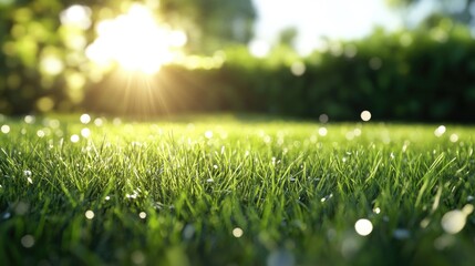 Naklejka premium Sunlit Meadow, A Serene Summer Morning