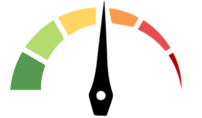 Set di icone del tachimetro. Illustrazione  della barra del quadrante del livello di prestazioni. Simbolo di misura del livello di potenza. Grafico infografico del cruscotto con segno 