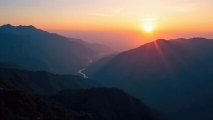 Obraz premium mountain peaks and the horizon in the distance top view from a quadcopter