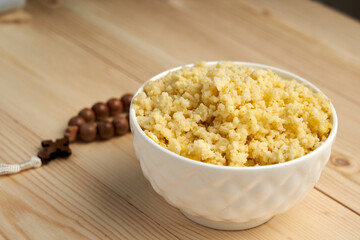 Lenten porridge - the path to spiritual cleansing of the use of a wooden background symbolizes simplicity and humility, which help the believer focus on spiritual life in the days of the Great Lent