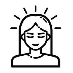 Meditation Peaceful Woman Outline Icon Isolated On White Background