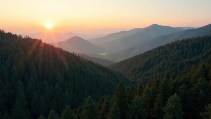 mountain peaks and the horizon in the distance top view from a quadcopter