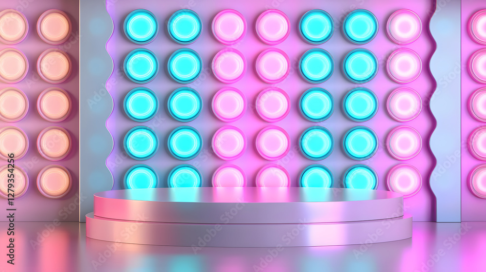 Aufkleber dynamic stage backdrop for events studio setting digital art vibrant lights artistic perspective mod