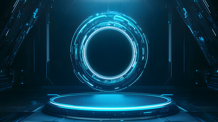 Futuristic energy portal activation digital realm 3d animation sci-fi environment close-up viewpoint technology concept