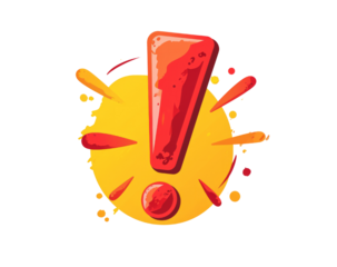 Red exclamation mark isolated, png