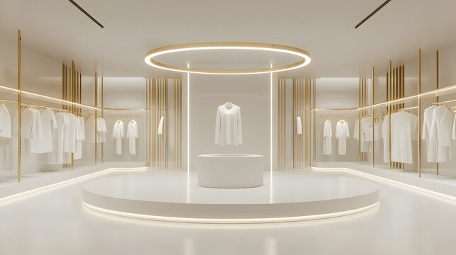 Fashion display modern boutique retail environment minimalist design centered view contemporary aesthetics