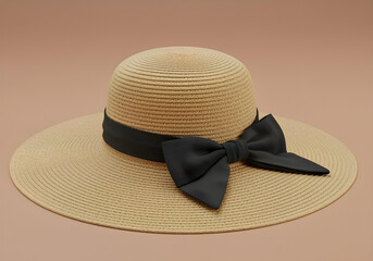 Straw Hat with Bow Summer Fashion Accessory transparent background Generated with AI PNG
