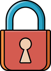 Playful Cartoon Lock: Vibrant Minimalist Vector Illustration with a Modern Aesthetic, Ideal for Digital Art, Security Concepts, Privacy, Protection, Encryption, and Creative Design Projects