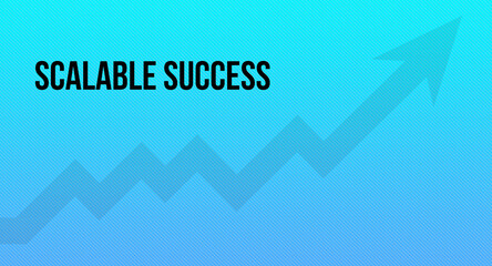 Scalable Success text message. Upward accelerating arrow and blue background