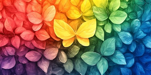 Colorful leaves butterfly nature art background