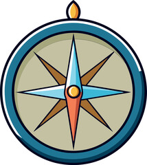 Vibrant Cartoon Compass: Colorful Minimalist Vector Illustration with a Modern Aesthetic, Perfect for Digital Art, Navigation Concepts, Exploration, Direction, and Creative Design Projects