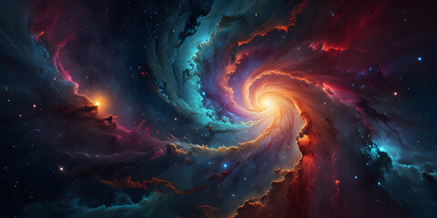 Abstract Cosmic 3D Wallpaper Swirling Galaxies and Vibrant Nebulae in Deep Space