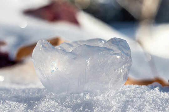 Macro Photo of a Frozen Soap Bubble that has popped. 