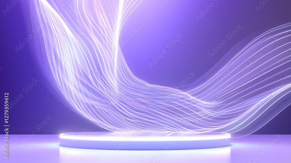 Poster dynamic light waves dance on a futuristic display stage abstract art installation digital environmen