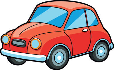 Colorful Cartoon Car: Playful Minimalist Vector Illustration with a Modern Aesthetic, Perfect for Digital Art, Transportation Concepts, Vehicles, Speed, and Creative Design Projects