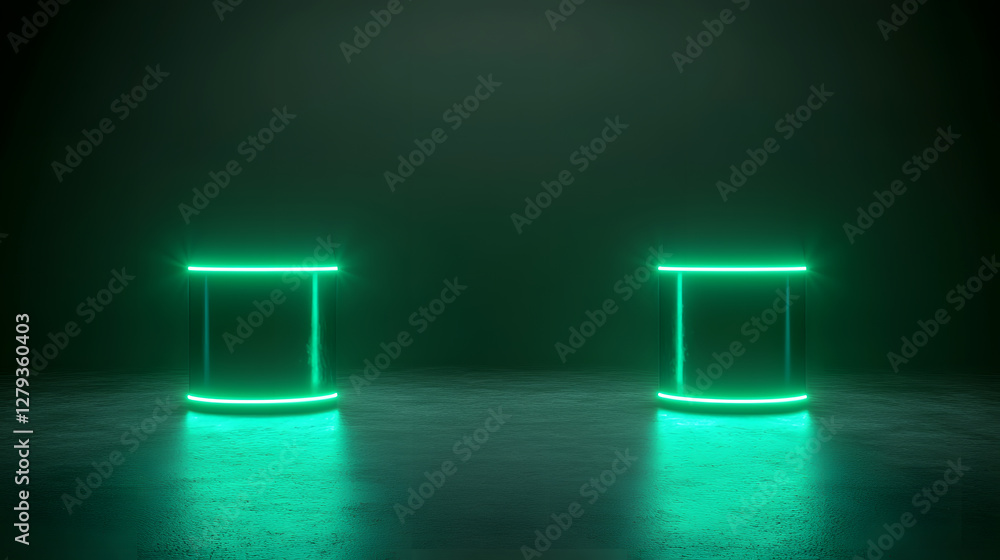 Aufkleber dynamic neon light display studio visual art dark background front view contemporary design