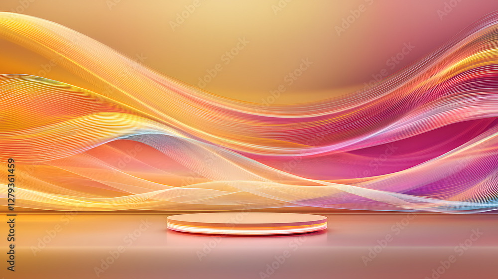 Poster dynamic color waves abstract display digital art elegant studio eye-level view vibrant creativity fo