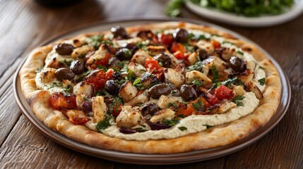 Delicious Neapolitan Style Pizza with Fresh Toppings and Herbs