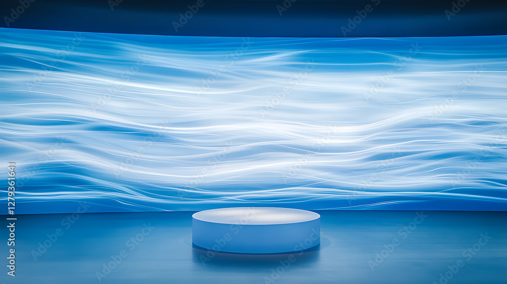 Poster dynamic wave lighting installation gallery space visual art display modern environment wide angle vi
