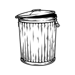 rubbish bin vector line art drawing illustration