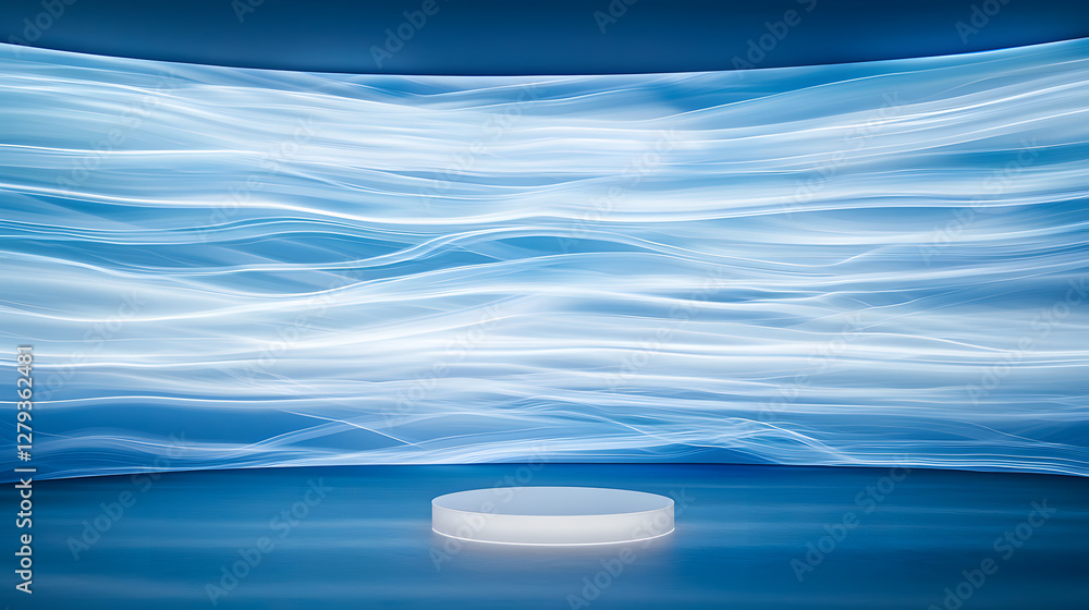 Poster dynamic light waves showcase studio setting visual content modern design aesthetic perspective digit