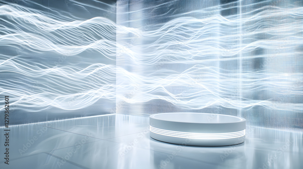Aufkleber futuristic digital wave display in high-tech environment virtual platform abstract concept modern ae