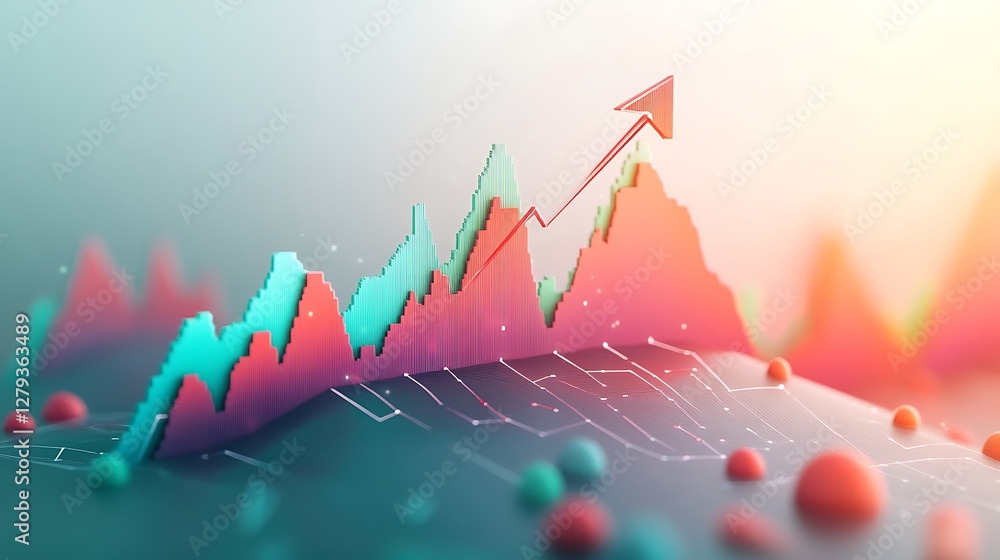 Aufkleber abstract data waves in vibrant colors, abstract representation of data waves with peaks and valleys