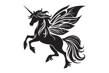  a Fairy Horse Silhouette illustration icon, isolated on white background