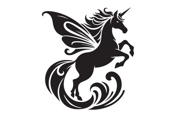  a Fairy Horse Silhouette illustration icon, isolated on white background