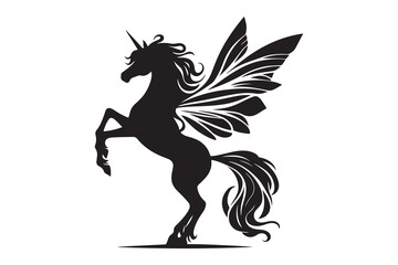  a Fairy Horse Silhouette illustration icon, isolated on white background