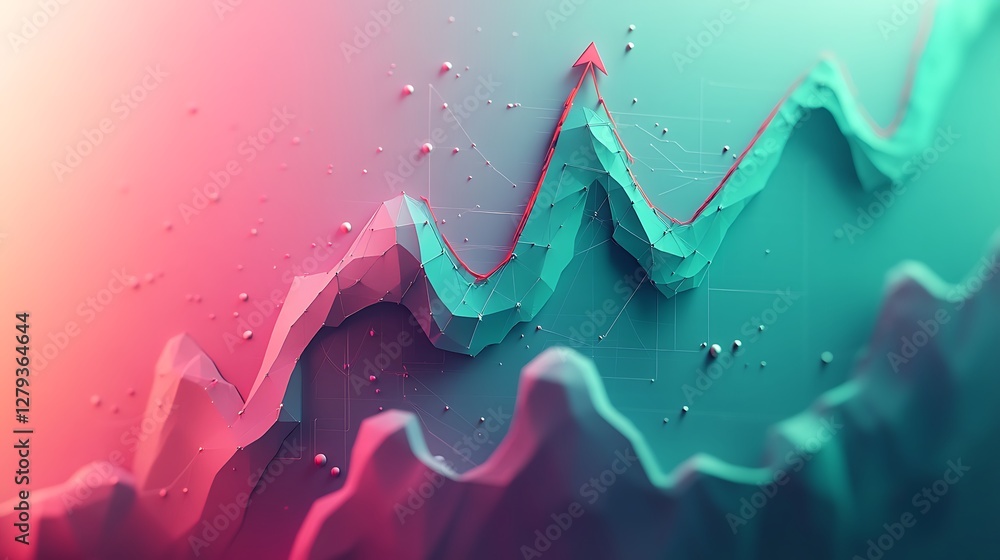 Poster abstract data waves in vibrant colors, abstract representation of data waves with peaks and valleys