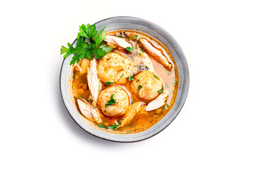 Matzoh ball and chicken soup