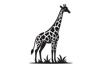 Fototapeta premium Distinctive Giraffe Silhouette illustration icon, isolated on white background