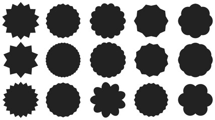 Collection of black and white blank badge circular shapes